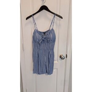 Lily Rose Striped Romper Blue White‎ Size Large New